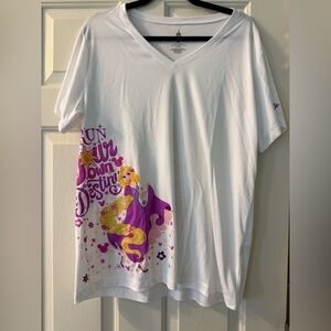 RunDisney white tech shirt: Rapunzel “Run Your Own Destiny” graphic. Size XXL